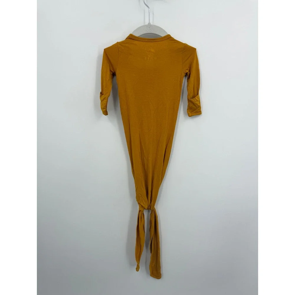 Nighty Nites Co Knotted Gown Baby NB Mustard Yellow Bamboo Henley Sleeper‎
